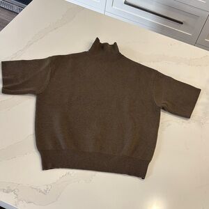 Zara Brown Short Sleeve Turtleneck Sweater